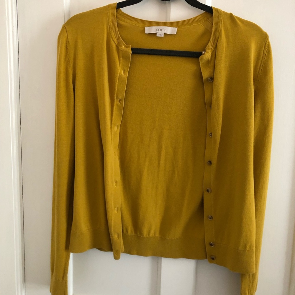 Loft Mustard Yellow Cardigan sweater